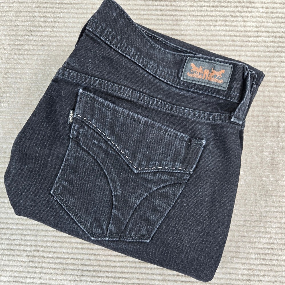 Levi's Womens 12 Black 505 Straight Leg Stretch Denim Jeans